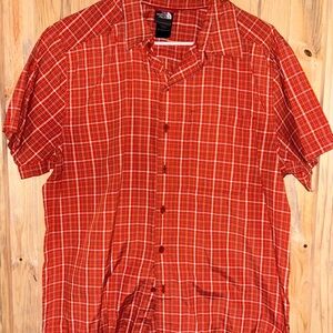 The North Face Men's Orange Plaid Button Down Shirt